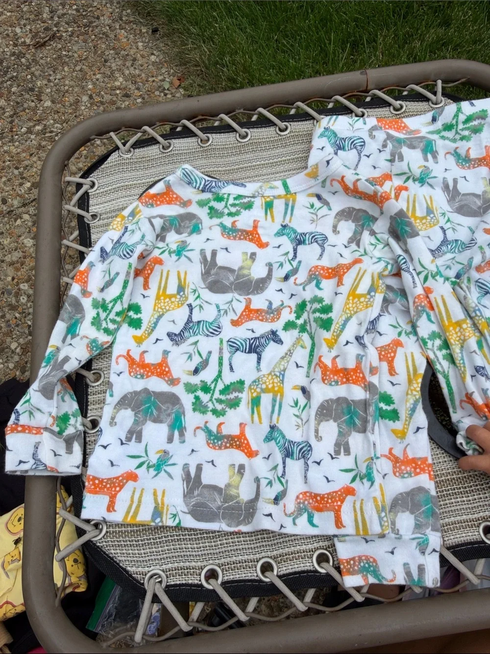 GAP White Kids Pajama Set with Multicolor Safari Animals